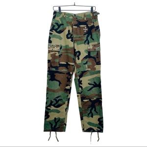 "Get Your Camo On" Bejeweled Army Fatigue Pants with Swarovski Crystal Cross